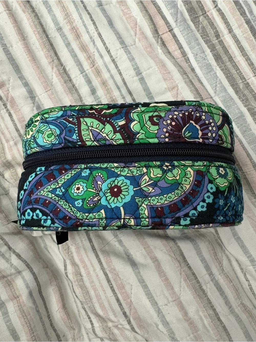 Vera Bradley Quilted Paisley Cosmetic Case in Blue and Green